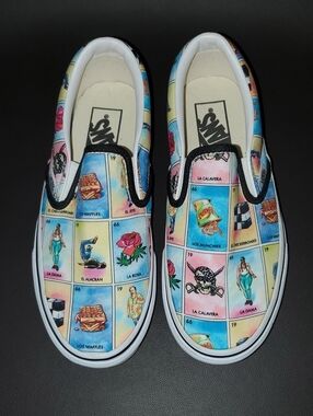 Vans Classic Slip-On Sneakers in Multicolor Lotería Panel Print Size 4